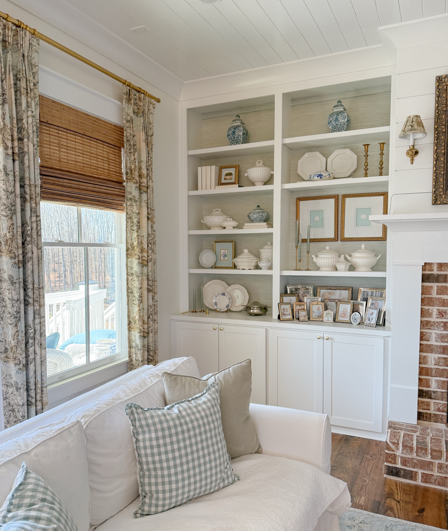 $15 gingham pillows making this space all the more cheerful ☀️ Walmart finds throw pillows built in shelves shelf styling 

#LTKMostLoved #LTKHome #LTKFindsUnder50
