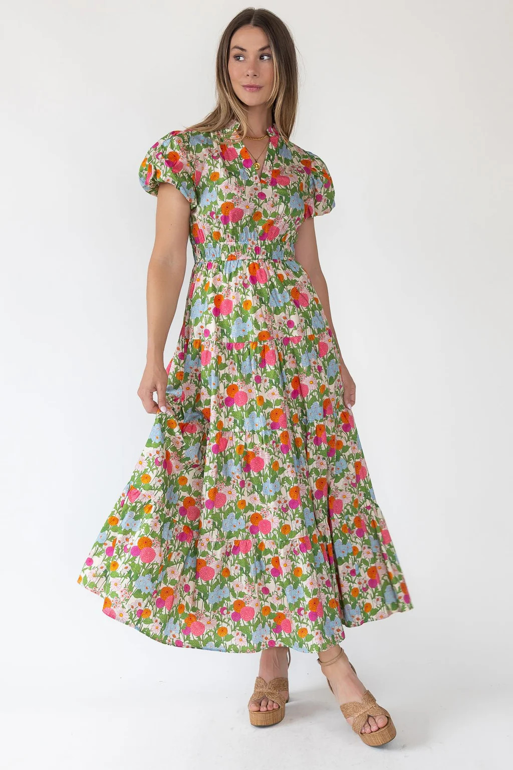 Britton Floral Maxi Dress - Green | JO+CO