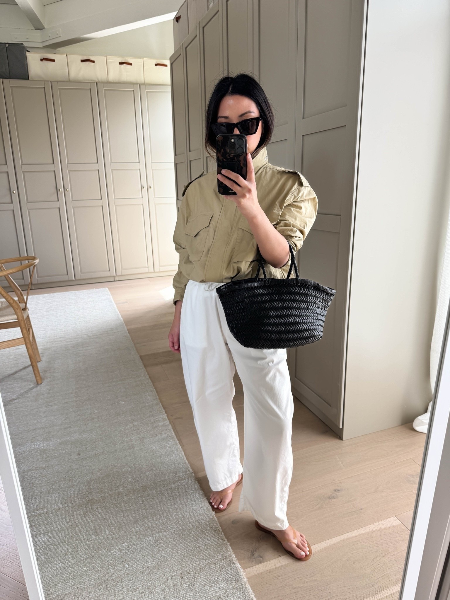 Super simple mom-on-the-go outfit. Love a chic jacket like this so you can throw and go. 

Madewell jacket xs - runs big, you can size down. 
Gap barrel petite xs
J.crew boxy tee medium
Black Suede Studio sandals 35/36
Dragon Diffusion triple jump bag 
YSL sunglasses 
Electric Picks earrings
Dorsey James necklace 15”

Spring outfits 2026, petite style

#LTKmomlife #LTKootd #LTKPetite