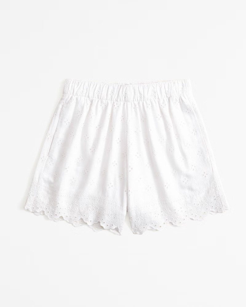 Women's Linen-Blend Eyelet Pull-On Short | Women's Bottoms | Abercrombie.com | Abercrombie & Fitch (US)