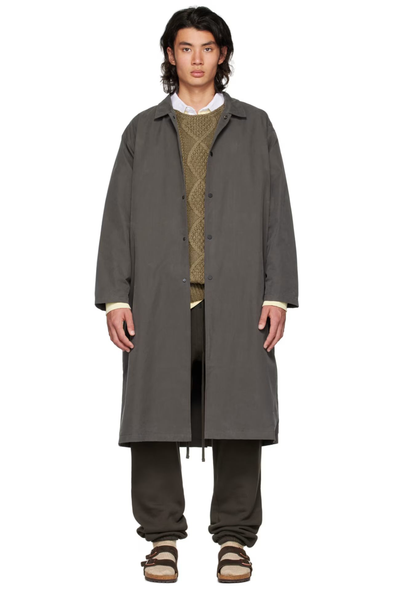 Essentials - Gray Long Coat | SSENSE