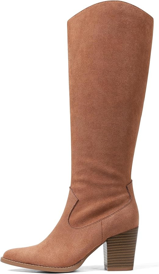 MeiLuSi Womens Knee High Boots Pointed Toe Suede Boots Chunky Heel Faux Slouchy Shoes Tall Fall 2... | Amazon (US)