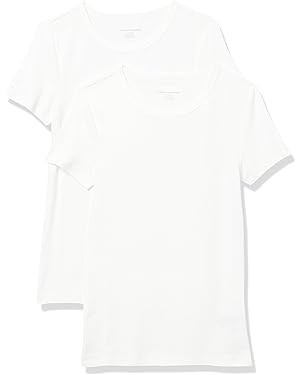 Amazon Essentials Women's Slim-Fit Short-Sleeve Crewneck T-Shirt, Pack of 2 | Amazon (US)