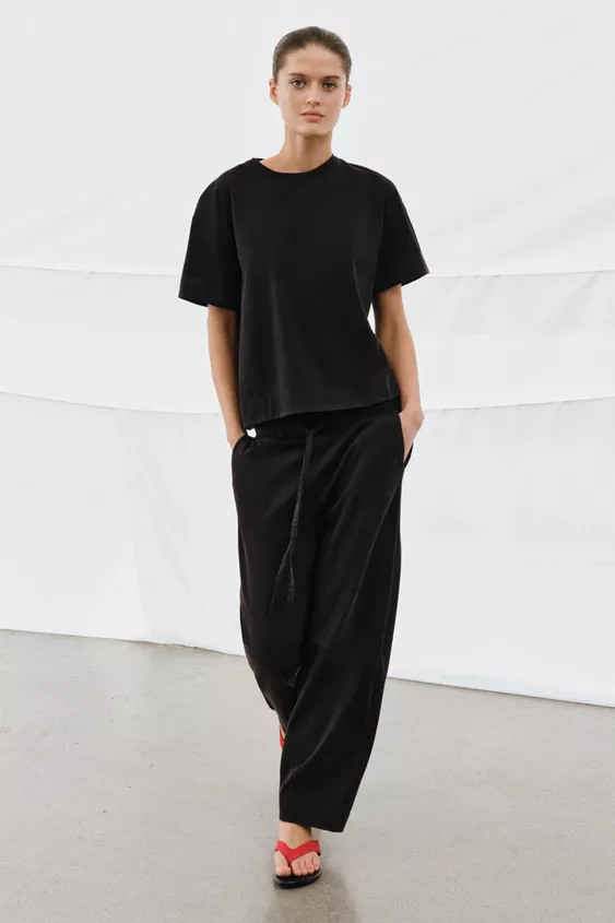 HEAVY COTTON WIDE-LEG TROUSERS | Zara UK