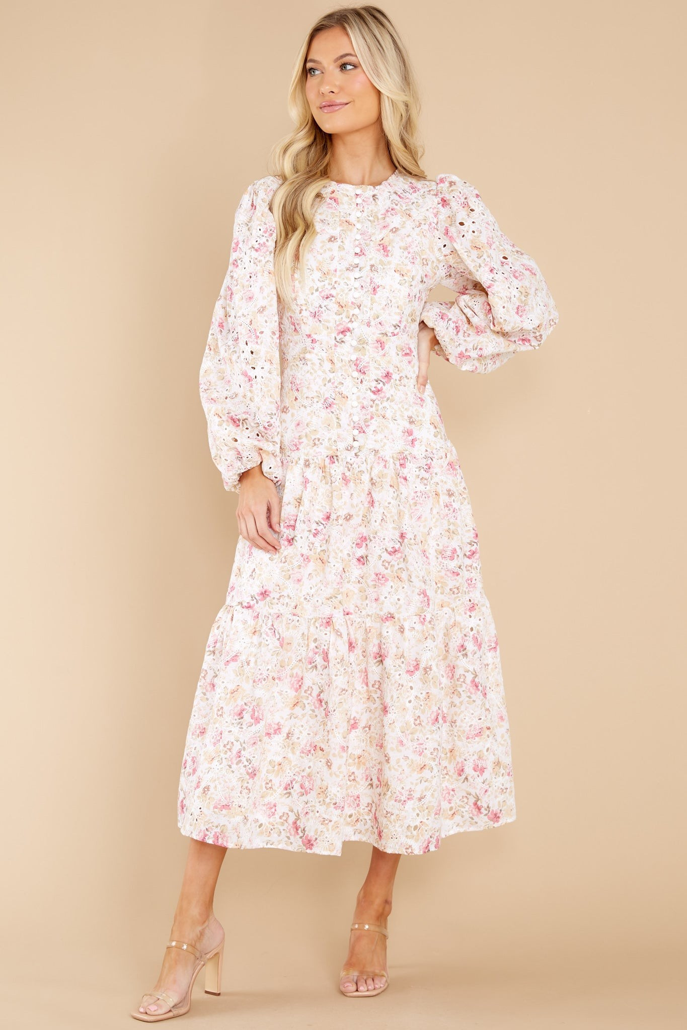 Story Of Love Pink Floral Eyelet Dress | Red Dress 