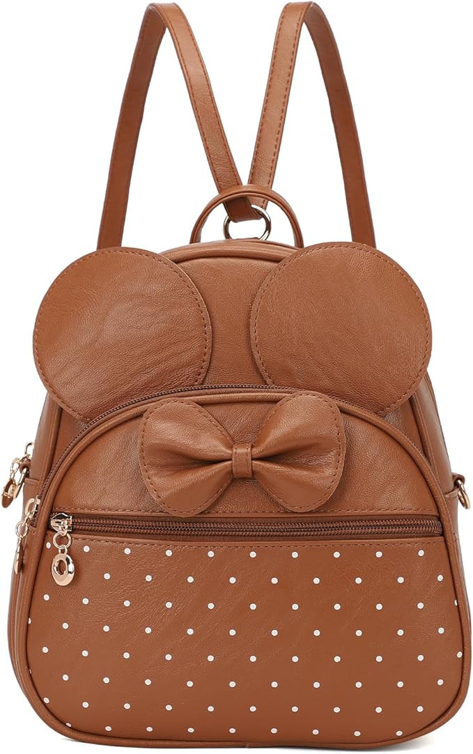 Girls Mini Backpack Bowknot Polka Dot Cute Daypacks Convertible Shoulder Bag Purse for Women (Bro... | Amazon (US)