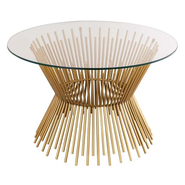 TOV Furniture Grace Glass Round Coffee Table with Gold Hourglass Pedestal Base | Walmart (US)
