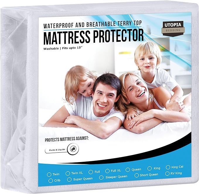 Utopia Bedding Waterproof Mattress Protector Twin Size, Premium Terry Mattress Cover 200 GSM, Bre... | Amazon (US)