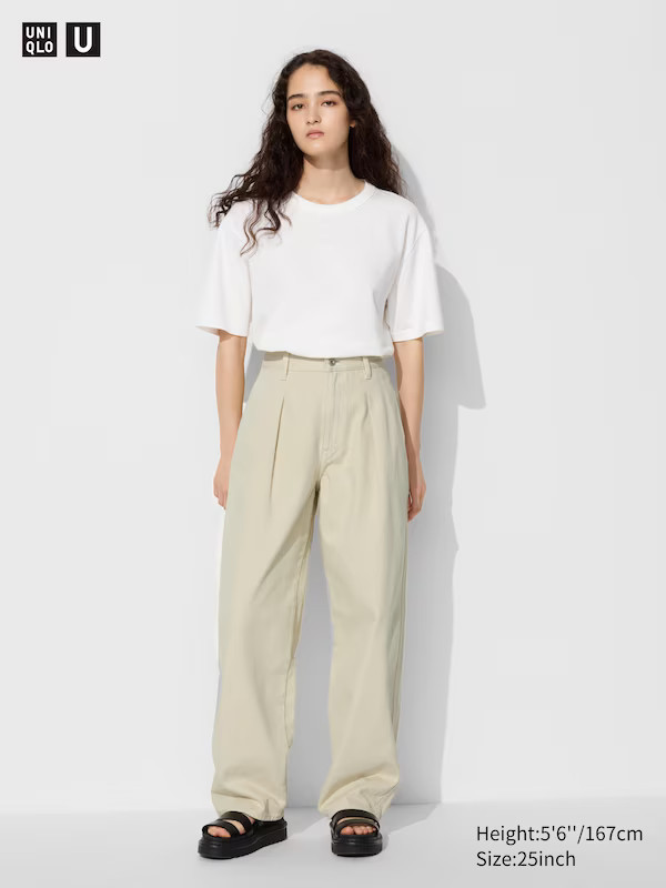 Denim Pleated Trousers | UNIQLO (UK)