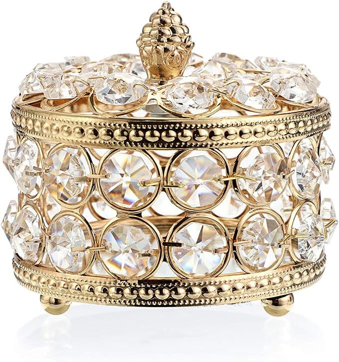 Hipiwe Crystal Mirrored Jewelry Box Jewelry Trinket Organizer Box Home Decor Ring Earrings Neckla... | Amazon (US)