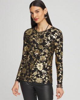 Touch of Cool™ Foiled Floral Layering Tee | Chico's