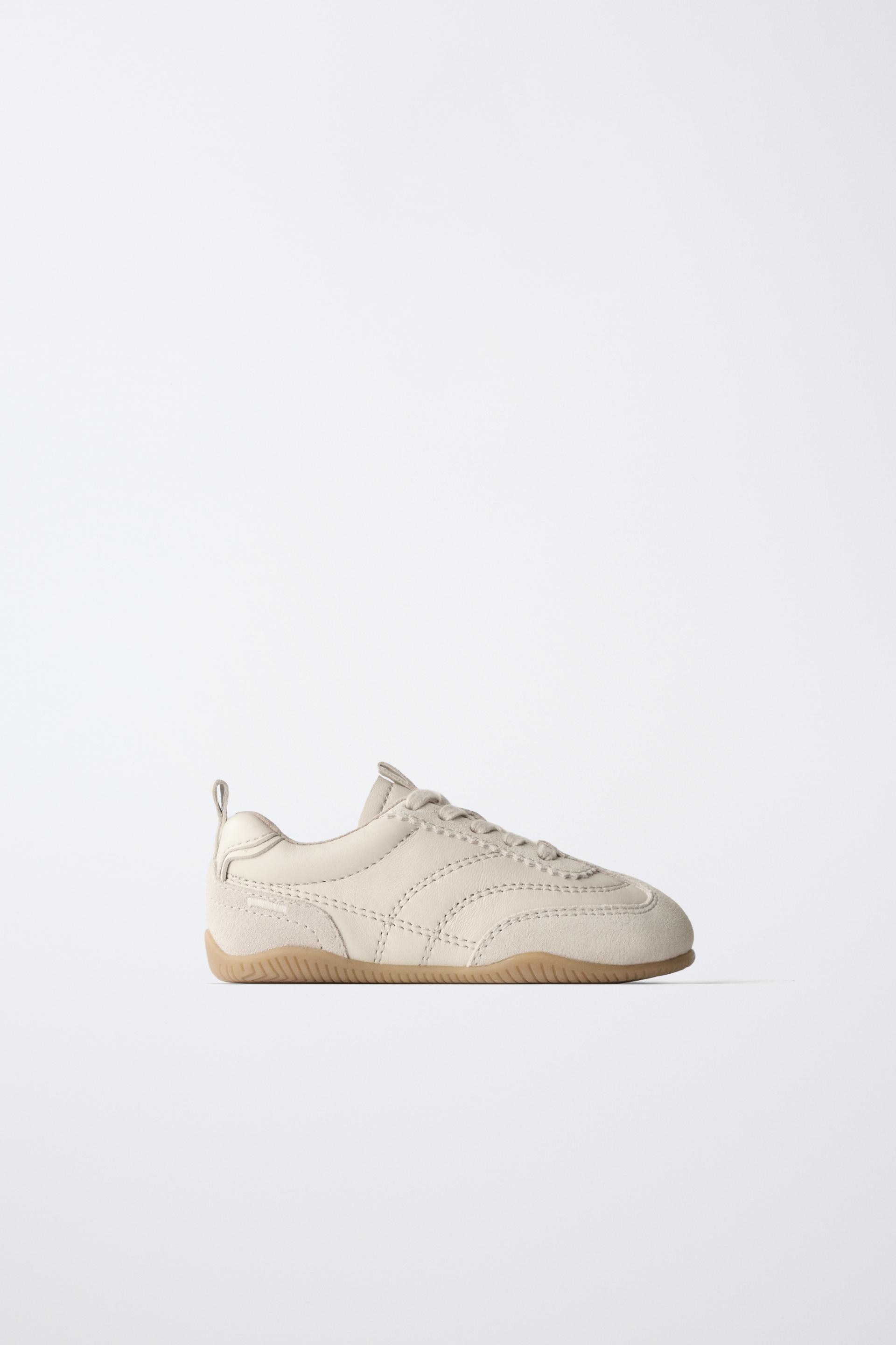 Zara - Neutral Leather Plimsolls - White - 10½ (6.6 Inches) - Kids | Zara US
