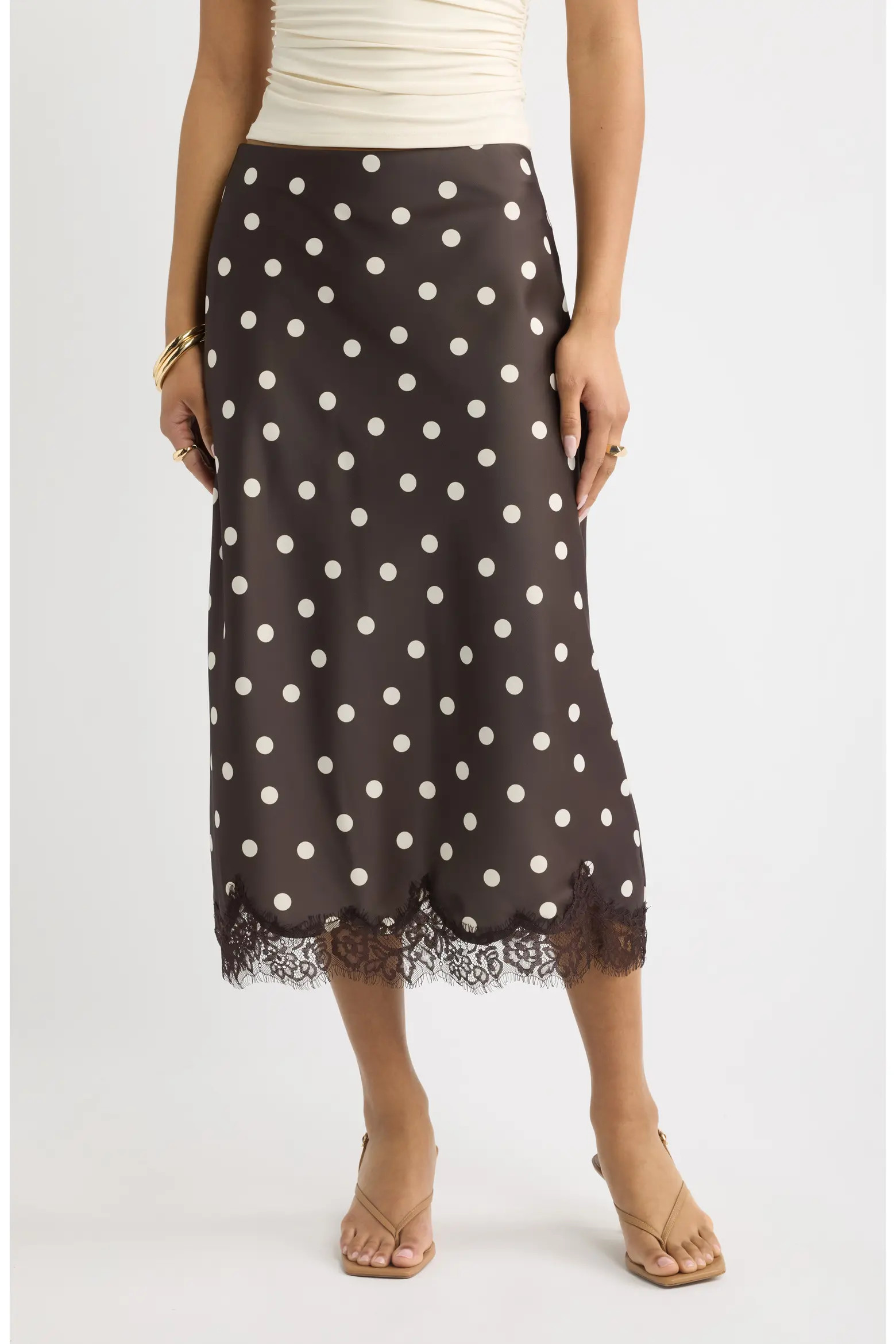 Open Edit Lace Trim Satin Midi Skirt (Women) | Nordstrom | Nordstrom