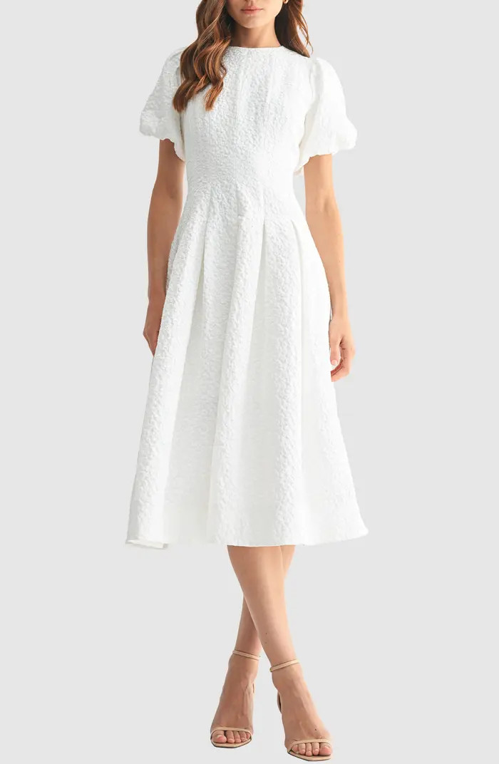 Mila Mae Textured Bubble Sleeve Fit and Flare Dress | Nordstromrack | Nordstrom Rack