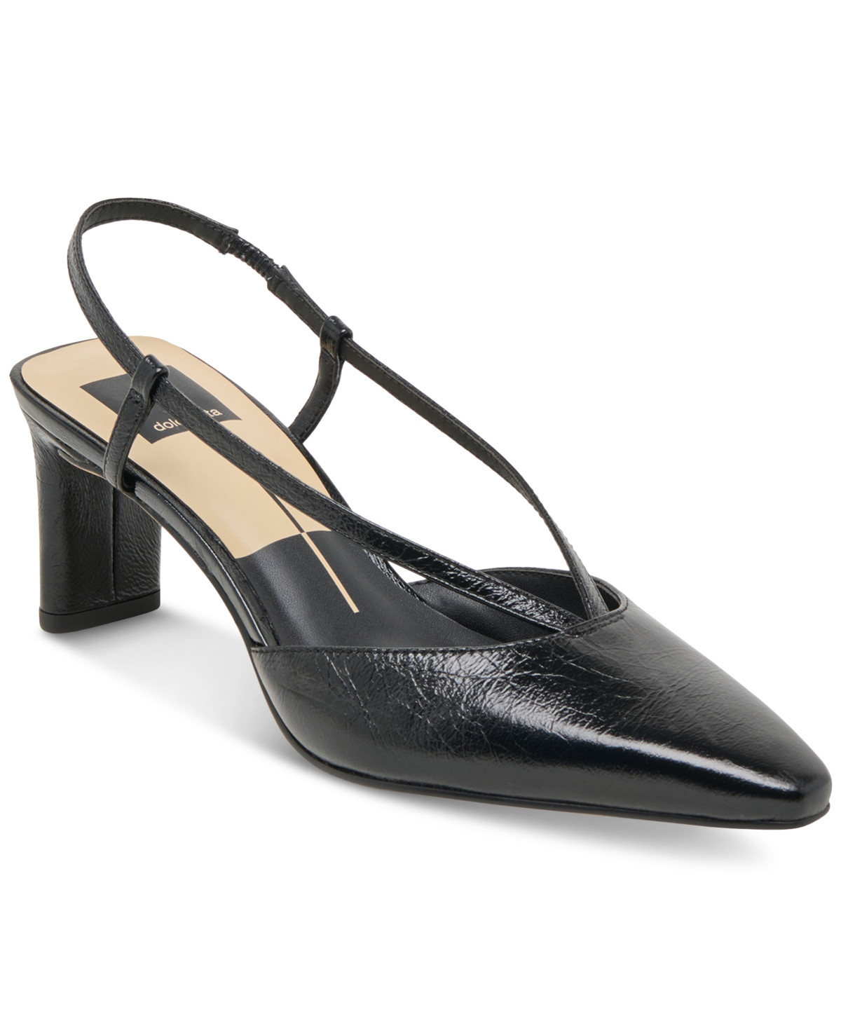 Dolce Vita Women's Ginay Pointed-Toe Slingback Blade-Heel Pumps - Black Leather | Macy's