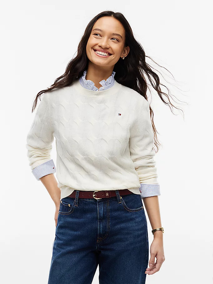 Pure Wool Chain Cable Knit Jumper | Tommy Hilfiger UK
