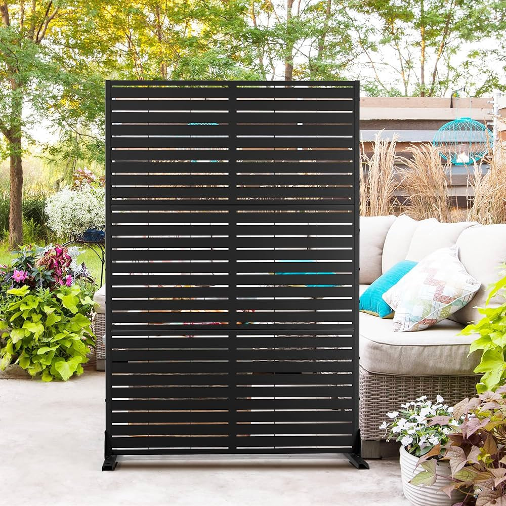 Metal Privacy Screen Outdoor Privacy Screen 72" H×47" W, Freestanding Decorative Privacy Screen ... | Amazon (US)