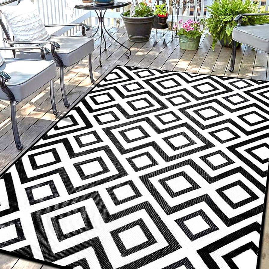 Outdoor Rug Mat for Patio, 6x9ft Waterproof Reversible Plastic Straw Rugs, Camping Carpet Area Ma... | Amazon (US)