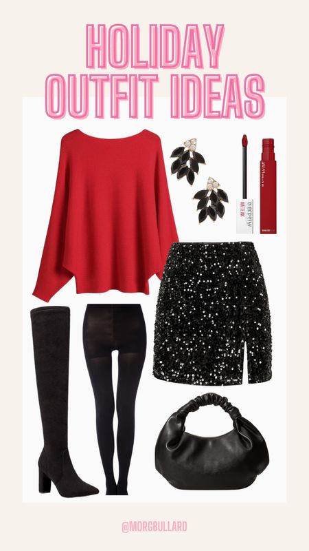 Holiday Outfits | Christmas Outfits | Christmas Looks | Holiday Fashion | Red Sweater | Sequin Skirt 

#LTKfindsunder100 #LTKHoliday #LTKstyletip