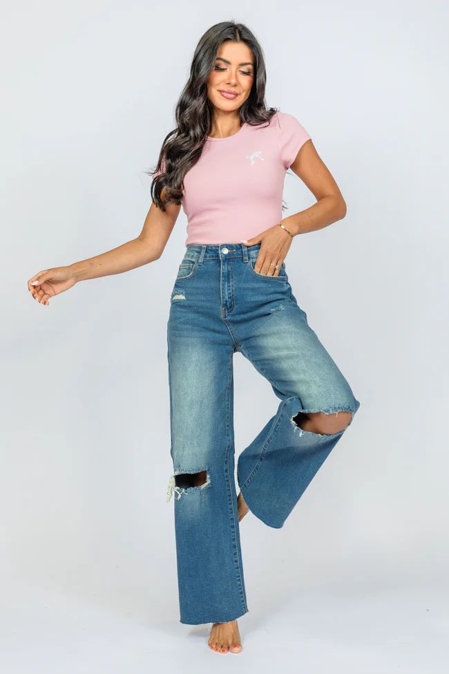 Kelsea Medium Wash Wide Leg Jeans | Pink Lily