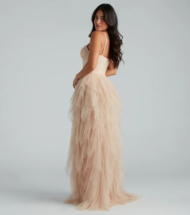 Ruth Formal Lace Tulle Ruffled Dress | Windsor Stores