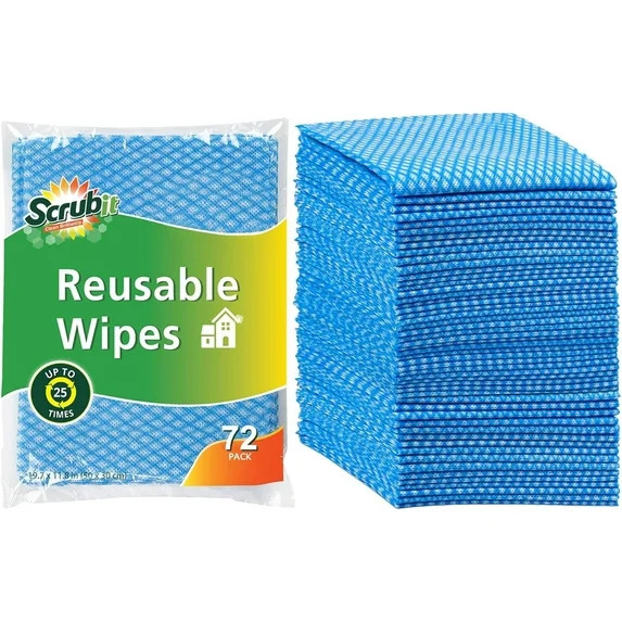 SCRUBIT Reusable Cleaning Cloths Multipurpose Cleaning Wipes & Kitchen Towels, Blue 72-Pack | Walmart (US)