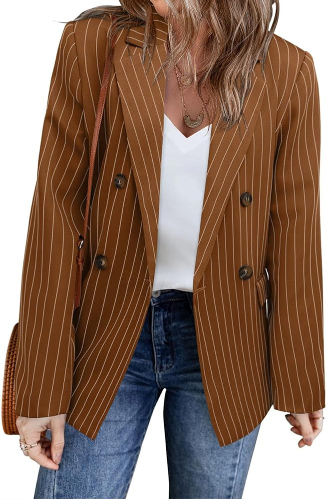 CHICZONE Womens Long Sleeve Casual Blazers Open Front Lapel Button Work Office Blazer Jackets | Amazon (US)