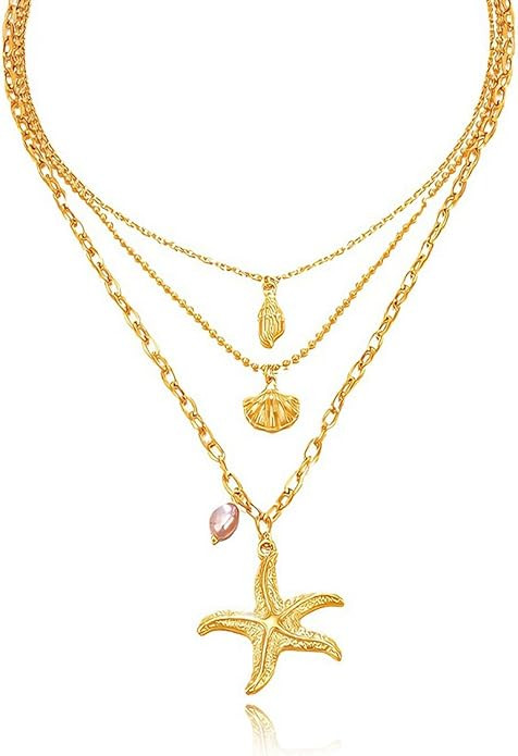 Dainty Layered Choker Necklace Bohemian Turquoise Necklace 14K Gold Plated Dainty Y Pendant Neckl... | Amazon (US)