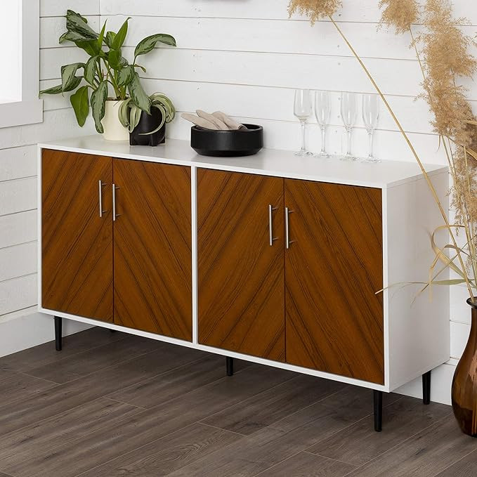 Walker Edison Furniture Company Mid Century Modern Bookmatched Universal Stand for TV's up to 64"... | Amazon (US)