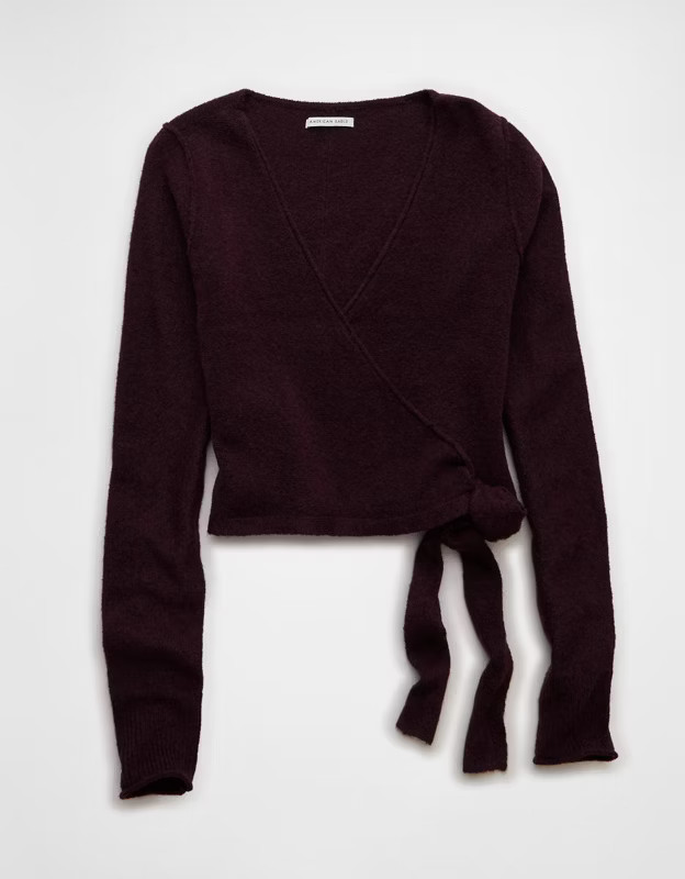 AE Whoa So Soft Ballet Wrap Sweater Top | American Eagle Outfitters (US & CA)