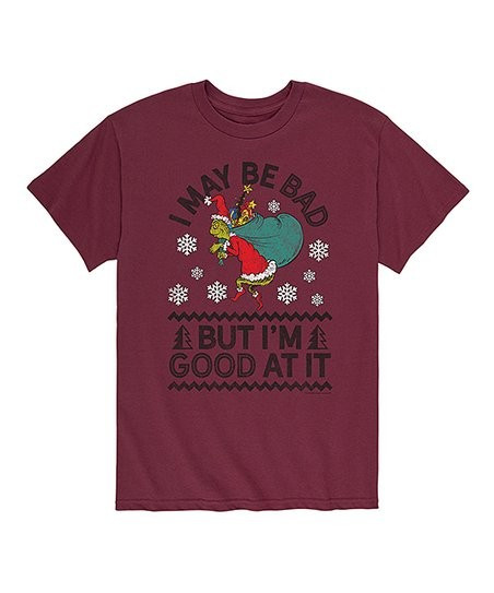Maroon The Grinch 'I May Be Bad' Tee - Men | Zulily