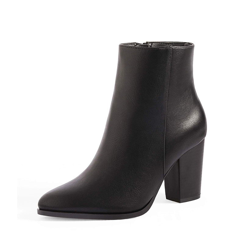 DREAM PAIRS Pointed Toe Chunky Heel Ankle Boots | Dream Pairs