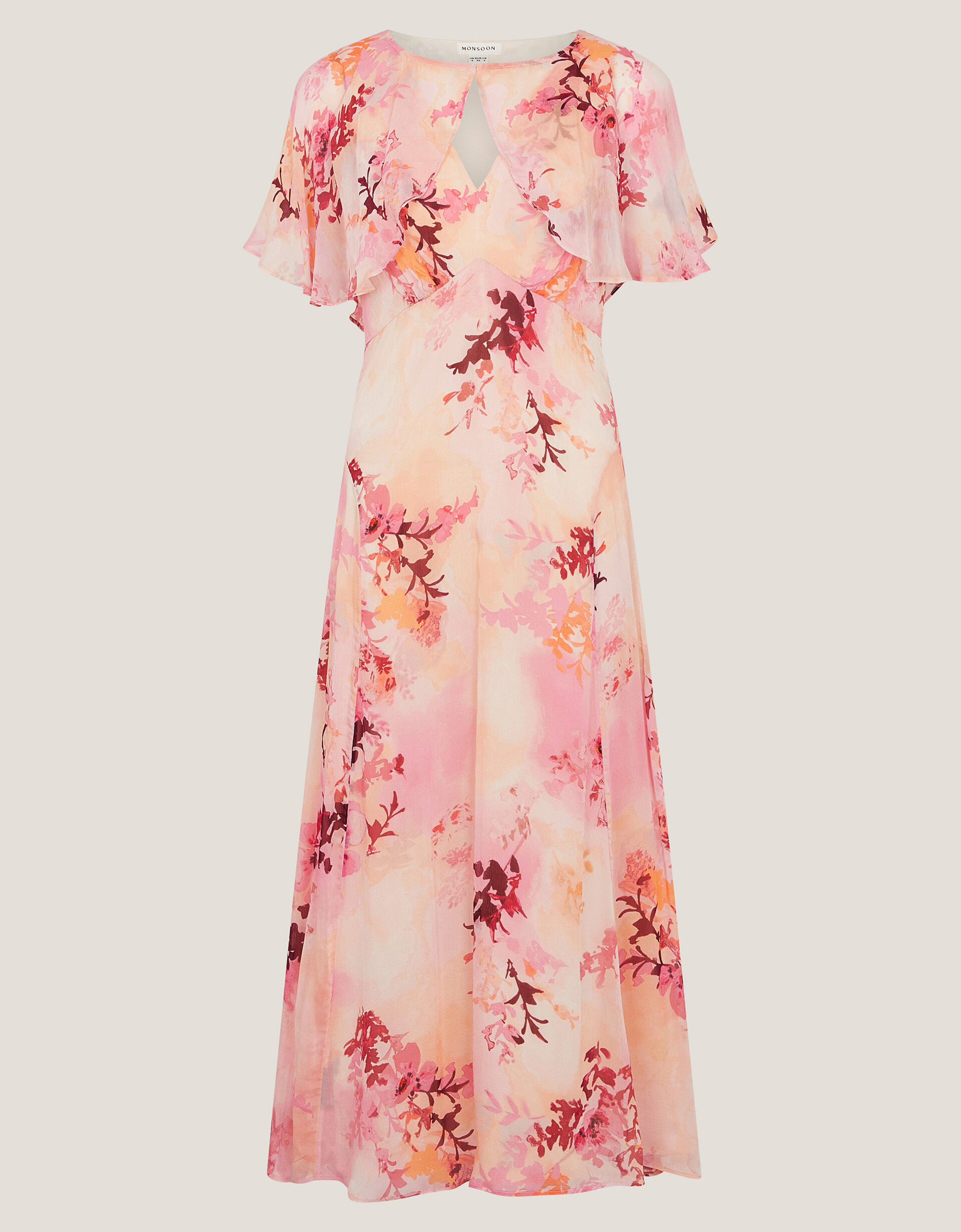Mia Floral Cape Midi Dress Pink | Monsoon (UK)