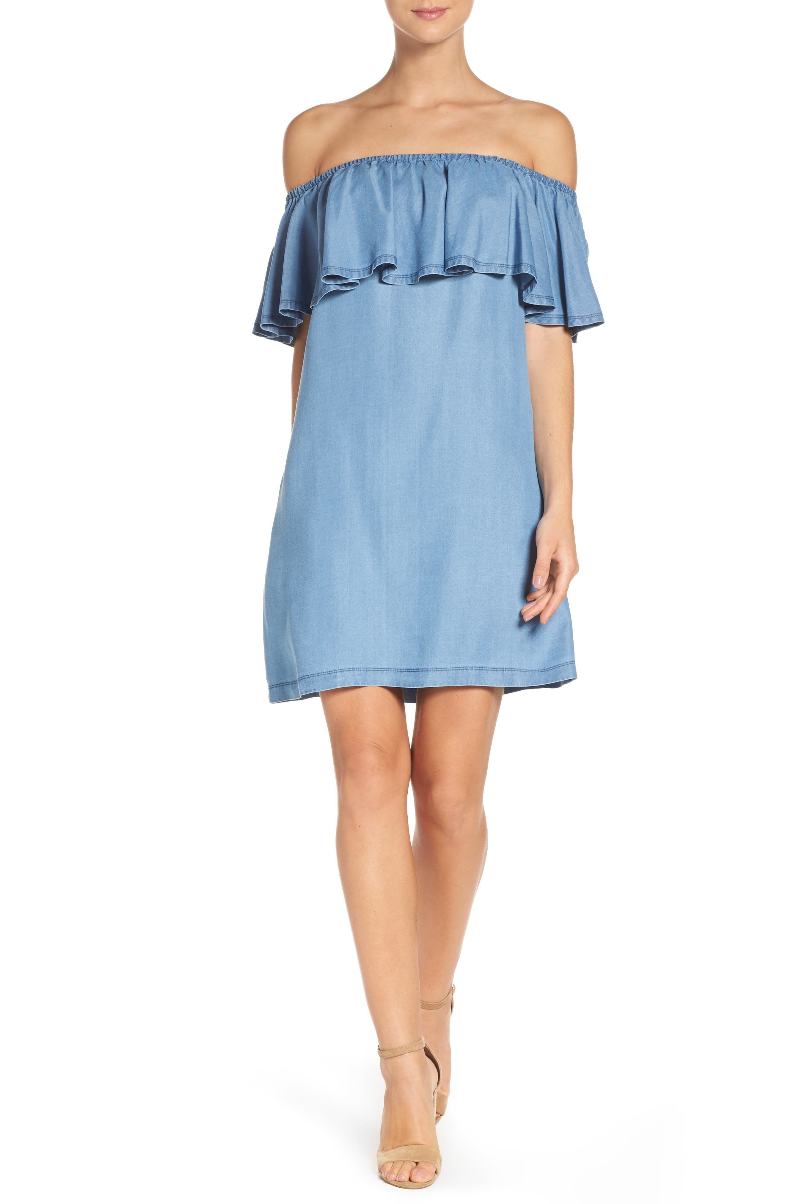 Ruffle Chambray Off the Shoulder Dress | Nordstrom