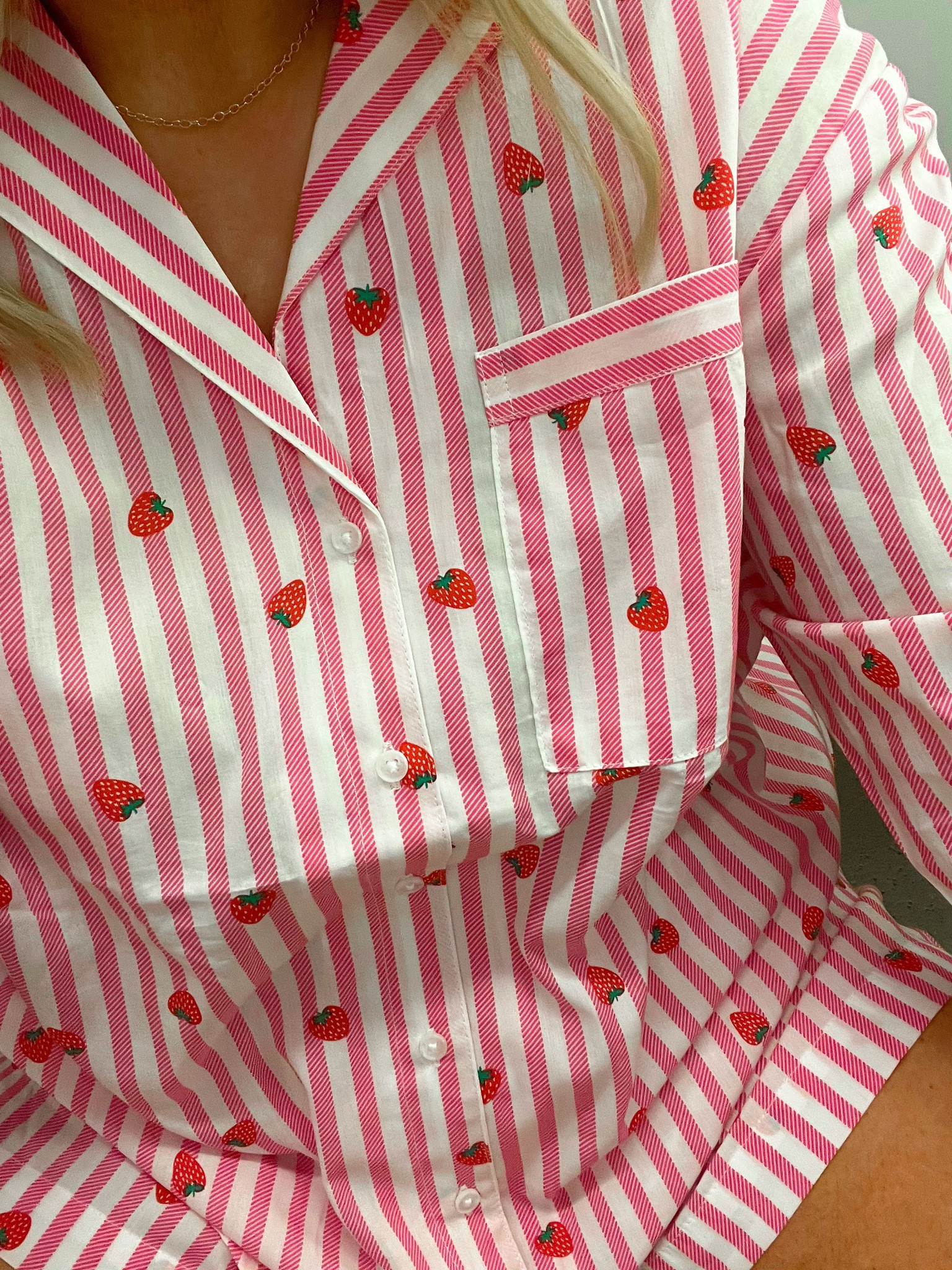 Pink white stripe strawberry panjamas old navy! 

#LTKunder50 #LTKcurves #LTKsalealert