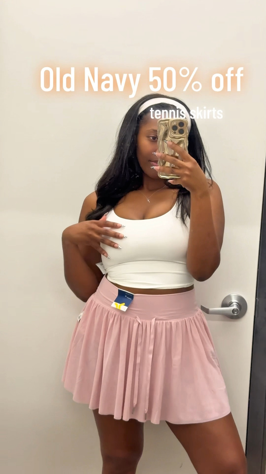 Old Navy tennis skirt sets 👀

I tried both the black set and the pink set and they’re super comfortable and easy to wear.

The pink set comes with the white top attached, which I love for a quick outfit.

For reference:
5’5 | 165 lbs

Pink set:
top: small Size large

Black set:
Top medium | Bottom medium

These are currently 50% off, so it’s a really good time to grab them.