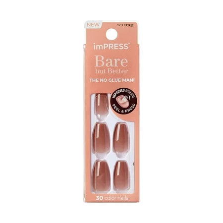 KISS imPRESS Bare but Better Press on Nails Flare Beige Medium Coffin 30 Count | Walmart (US)
