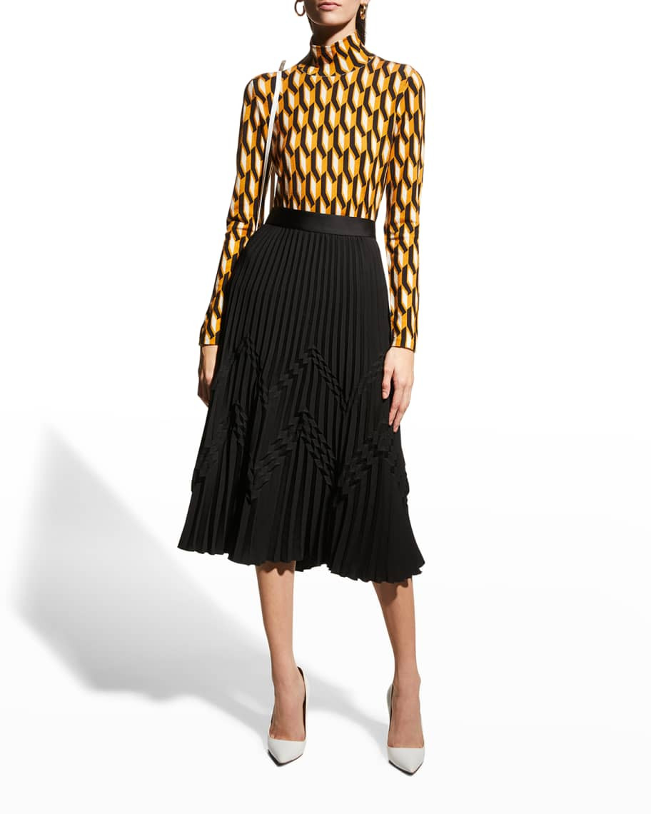 Diane von Furstenberg Brandy Geo-Print Turtleneck Sweater | Neiman Marcus