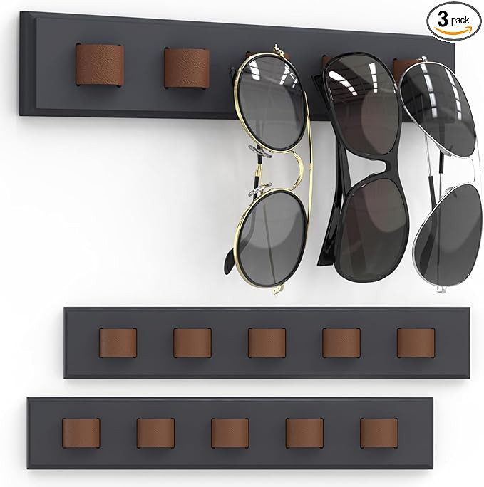 3 Pack Sunglass Organizer, Wall Mounted Sunglasses Organizer, Wooden Glasses Holder Sunglass Hold... | Amazon (US)