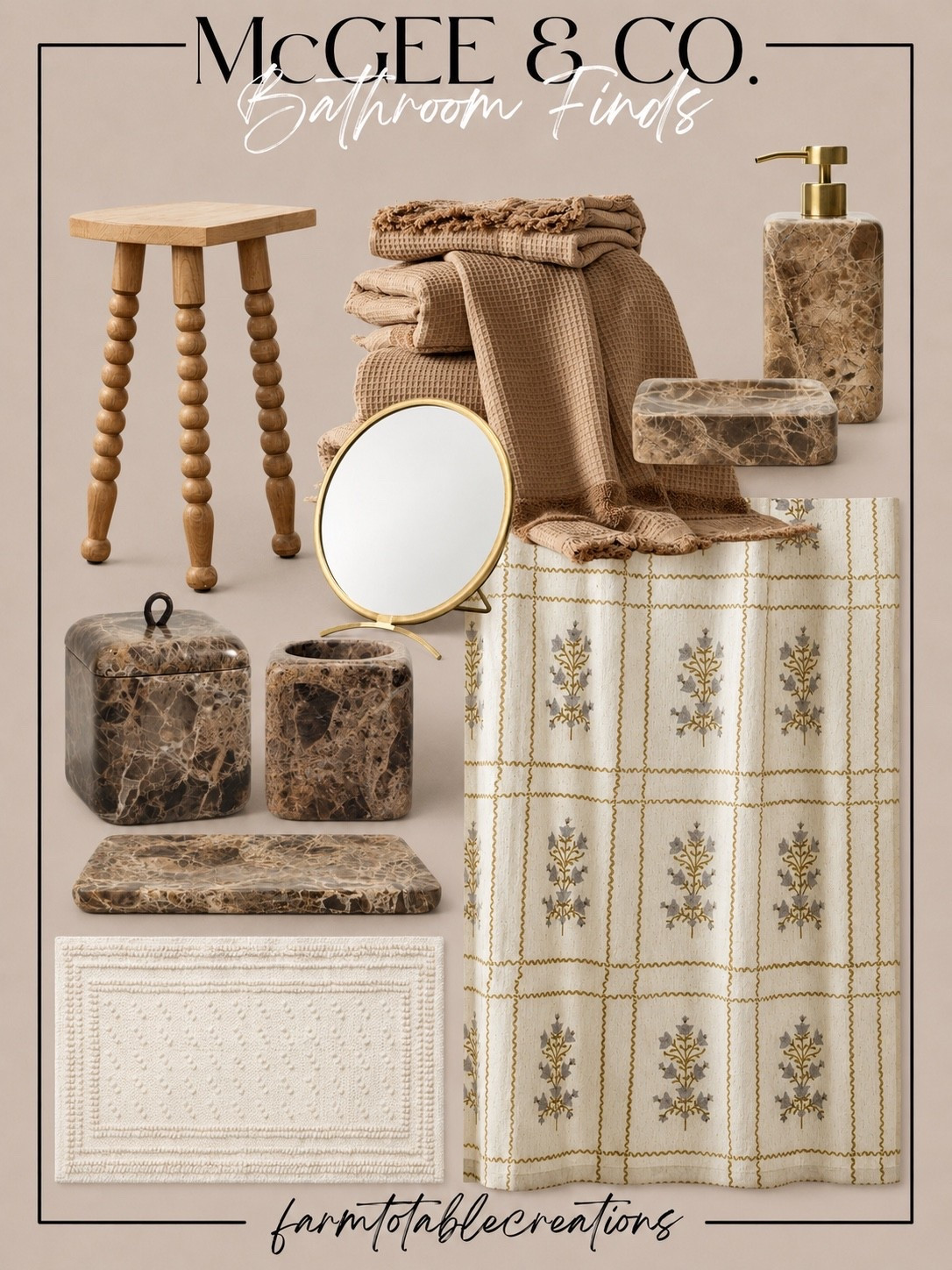 McGee & Co. Bathroom Finds 🤎

These bathroom finds are SO good! The warm marble, natural wood, soft waffle textures, and pretty patterned shower curtain make it easy to create a bathroom that feels cozy, collected, and elevated. I love how every piece works together while still adding its own little detail to the space.

From the marble accessories to the prettiest bath linens, these are the kind of finishing touches that can completely refresh a bathroom without redoing the entire space.

#McGeeAndCo #BathroomDecor #BathroomInspo #HomeDecor #BathroomFinds #NeutralHome #CozyHome #HomeFinds #BathroomRefresh

#LTKHome #LTKmorningroutine #LTKselfcare