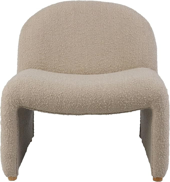 Bloomingville Bouclé Fabric Upholstered Chair with Rubberwood Feet, Tan Color | Amazon (US)
