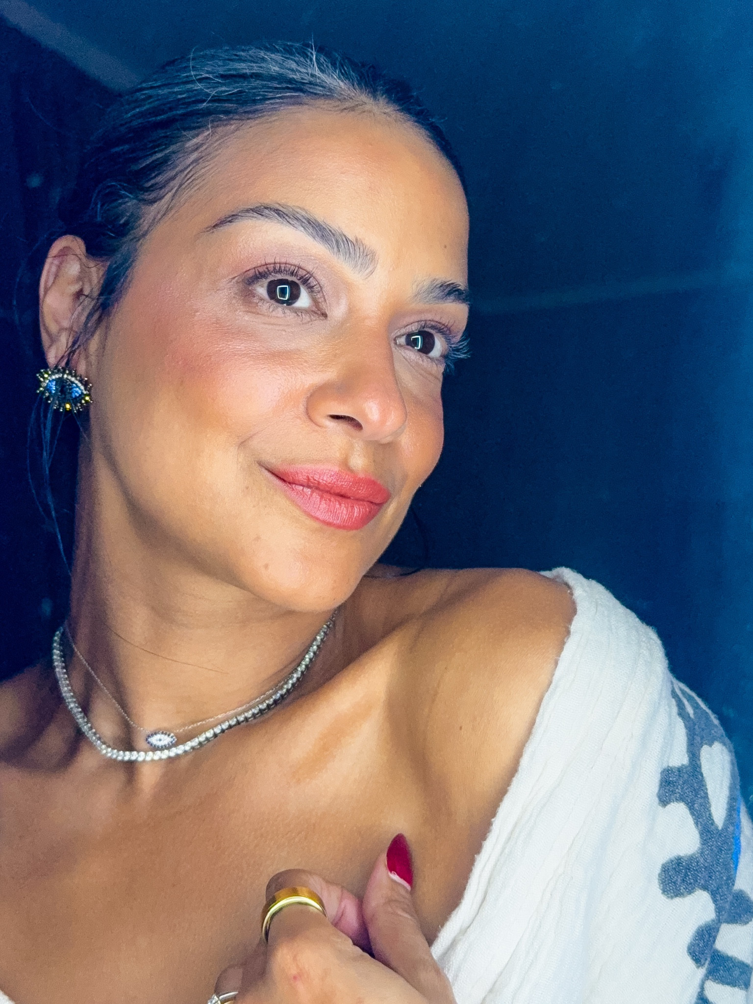 Favorite Jewelry 
Evil eye 14” 14K Gold Filled
Tennis Necklace White Gold 15"