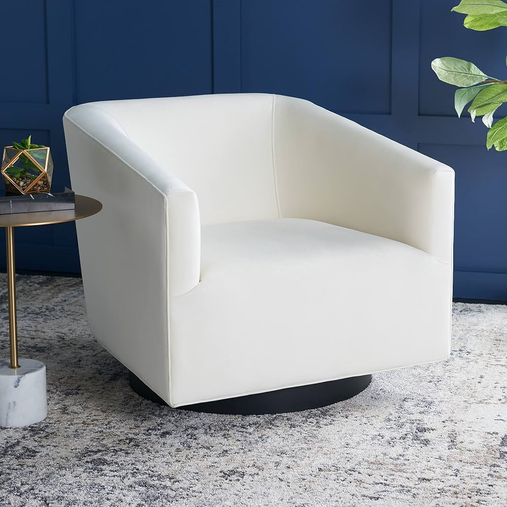 SAFAVIEH Home Collection Birdie Cream Velvet Accent Swivel Chair (Fully Assembled) | Amazon (US)