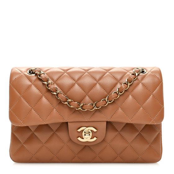 Lambskin Quilted Small Double Flap Brown | FASHIONPHILE (US)