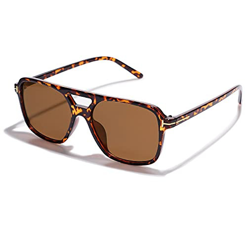 VANLINKER Retro Vintage 70s sunglasses for women men Tortoise Frame Brown Lens | Amazon (US)