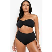 boohoo Women's Plus High Waist Bandeau Bikini Set in Black | Size: 20 | Knitted | boohoo (US & Canada)