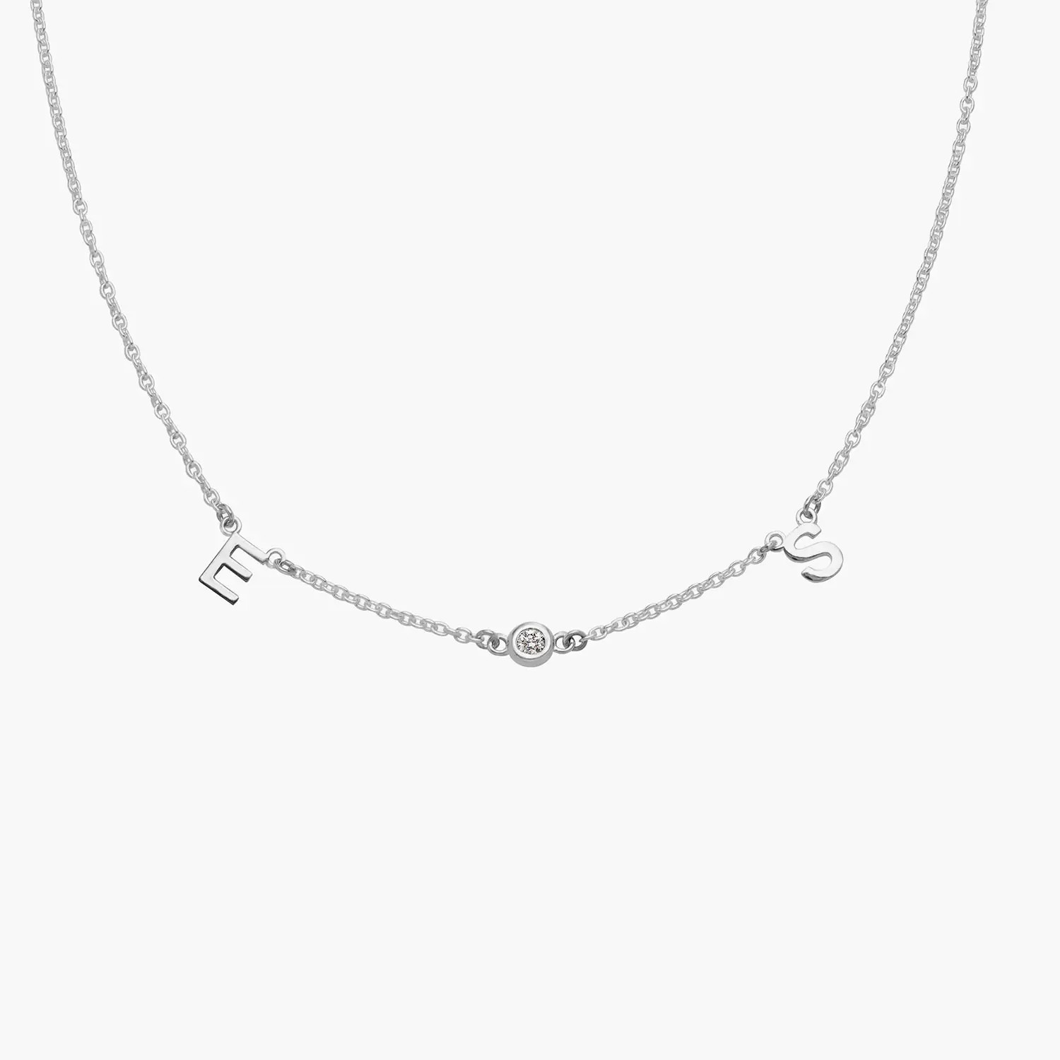 Inez Initial Necklace with Diamonds - Silver | Oak & Luna (US)