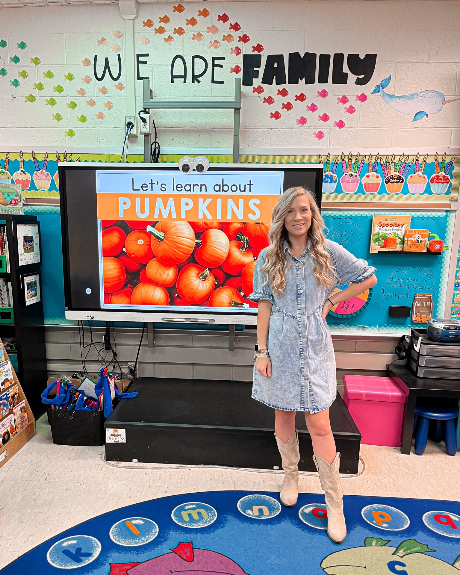Teacher. Fall. Amazon. Denim dress. Cowboy boots. Fall teacher look. Teacher outfit. 

#LTKHalloween #LTKSeasonal #LTKWorkwear