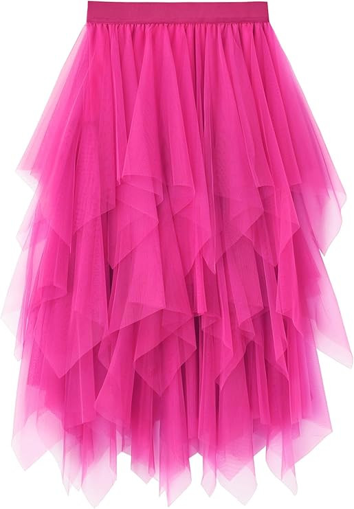Tulle Skirts for Women Midi Long Fairy Skirt Tutu A-Line Mesh Layered High Elastic Waist Hallowee... | Amazon (US)