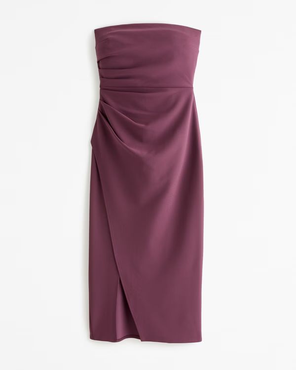 Women's Strapless Crepe Midi Dress | Women's Clearance | Abercrombie.com | Abercrombie & Fitch (US)